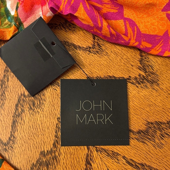 John Mark Orange Floral Blouse with Pink and Blue Accents - Picture 7 of 8